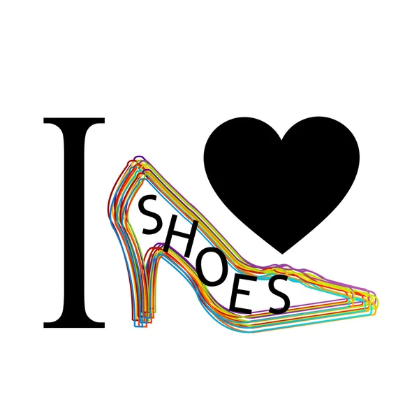 Jag älskar skor grafisk med sko — Stock vektor
