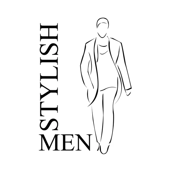 Stylish men with abstract drawing of a man — Stock Vector
