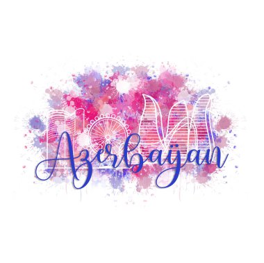 Azerbaycan 'ın belirgin suluboya efektinin silüeti