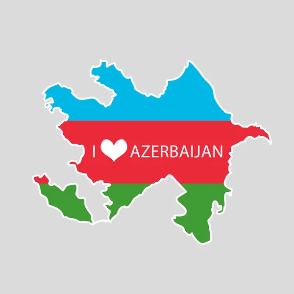 Miluji Ázerbájdžán Mapu Ázerbájdžánu Barvách Vlajky — Stockový vektor