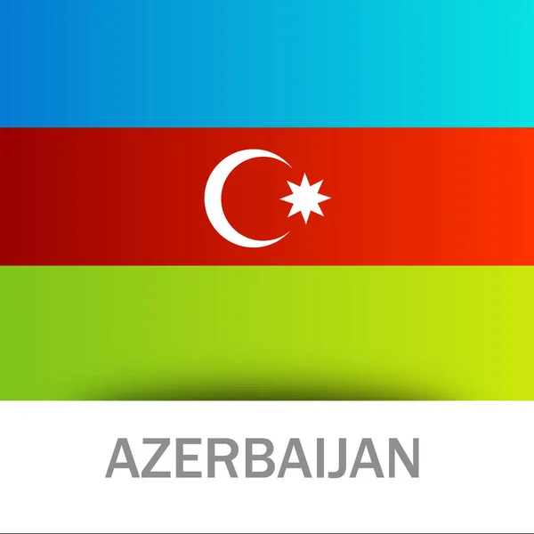 Azerbeidzjaanse Vlag Met Schaduw — Stockvector