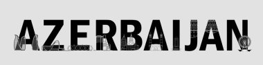 Azerbaycan 'ın önde gelen simgelerinden oluşan siluet çizgisi sanat ve metin