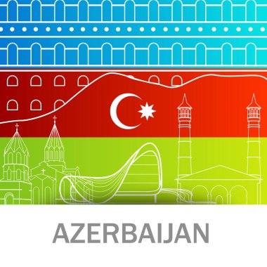 Azerbaycan simgeleri bayrak renklerinde sanat arkaplanı