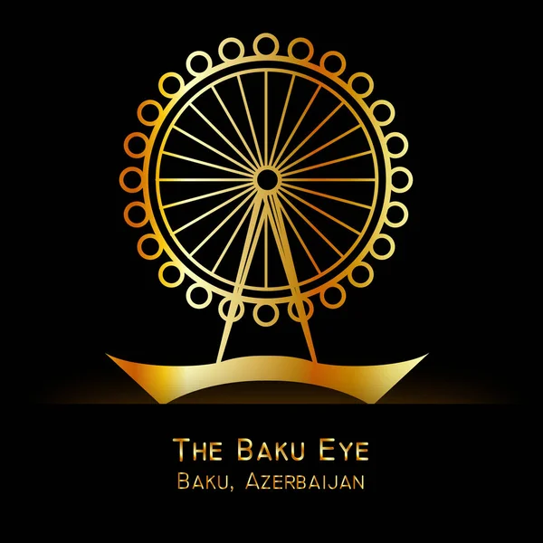 Dönme Dolap Azerbaycan Başkentinin Ünlü Simgesi Bakü Nün Gözü — Stok Vektör