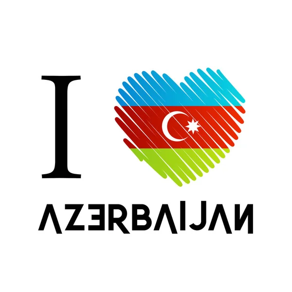 Люблю Азербаджанский Флаг Вырезанным Сердцем — стоковый вектор