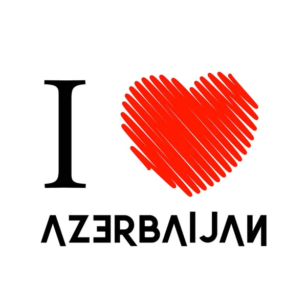 Encanta Azerbaiyán Corazón Garabateado Rojo — Vector de stock