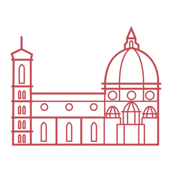 Katedrála Santa Maria Del Fiore Florencie Itálie Line Art — Stockový vektor