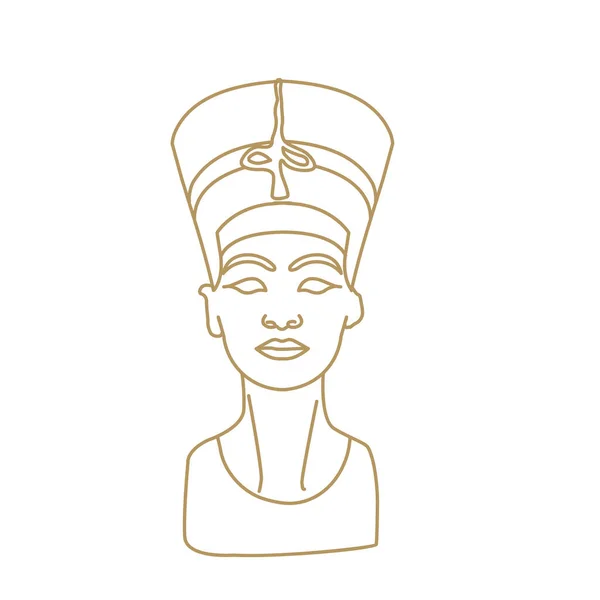 Busto Escultura Nefertiti Grande Deusa Esposa Real Cultura Egípcia — Vetor de Stock