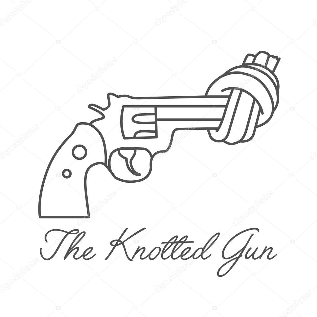 Knotted gun magnum revolver a non violence sculpture landmark by Swedish artist
