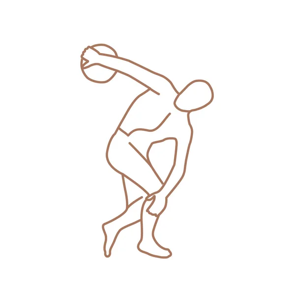 Discobolus Myron Greek Bronze Sculpture Classical Period Doodle — Stock Vector