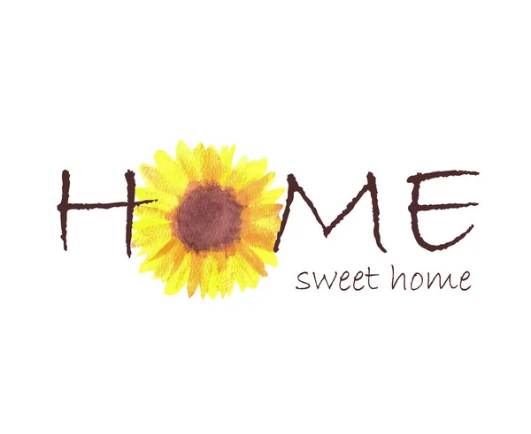 Sonnenblume Zitiert Home Sweet Home — Stockvektor
