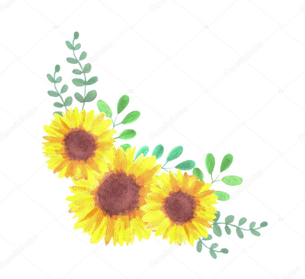 Sunflowers and leaves floral decoration