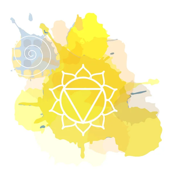 Manipura Chakra Aura Meditación Quinto Los Siete Chakras Símbolo Icono — Vector de stock