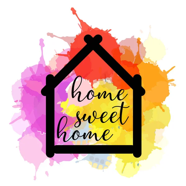 Home Sweet Home Watercolor Motivational Short Positivity Quotes Hand Painted — Stock Vector