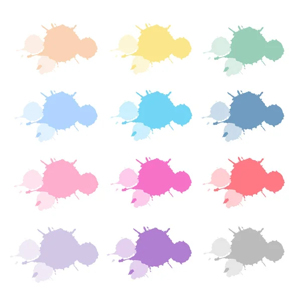 Conjunto Mão Colorida Desenhada Abstrata Aguarela Salpicos Pinceladas Respingos Tinta — Vetor de Stock