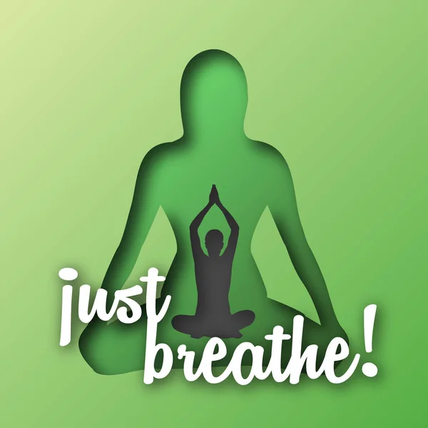 Yoga Katmanlı Kağıttaki Meditasyon Alıntıları Yeşille Kesilir — Stok Vektör