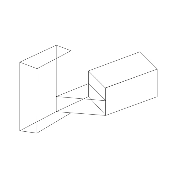 Izometrikus objektum - építészeti 3d objektum-axonometrikus nézet — Stock Vector