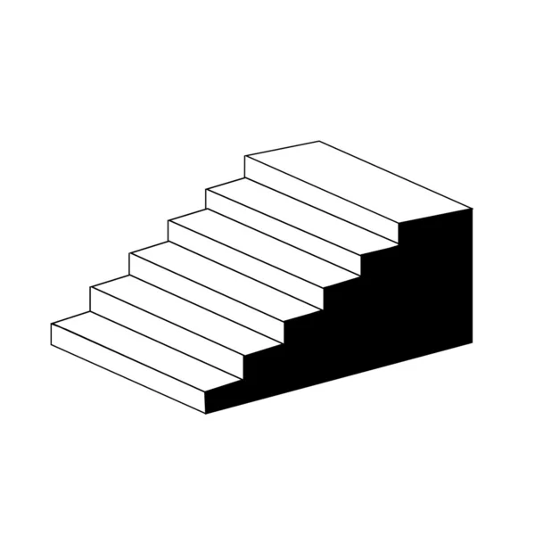 Isometric tangga objek arsitektur 3d tampilan objek-axonometrik - Stok Vektor