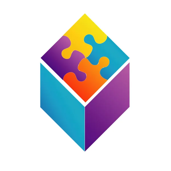 Πολύχρωμο παζλ - εταιρικό λογότυπο για τις επιχειρήσεις — Διανυσματικό Αρχείο