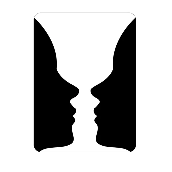 Faces or vase- illusion of two faces appearing like a vase — Stock Vector
