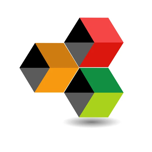 Logo con cubos de colores y sombra — Archivo Imágenes Vectoriales