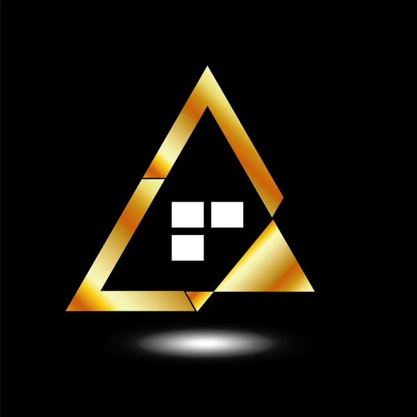 Abstract house-logo per il settore immobiliare in oro — Vettoriale Stock