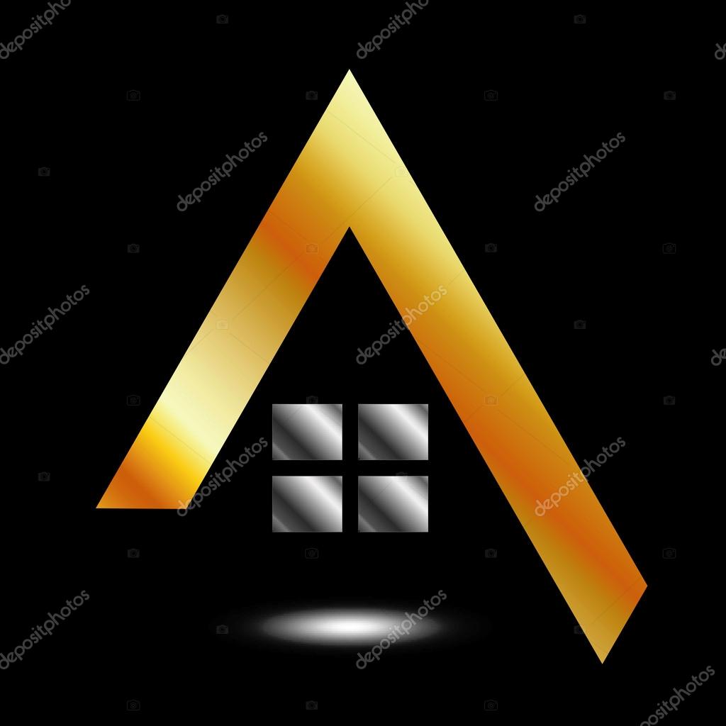 Abstract house- logo for real estate business in gold