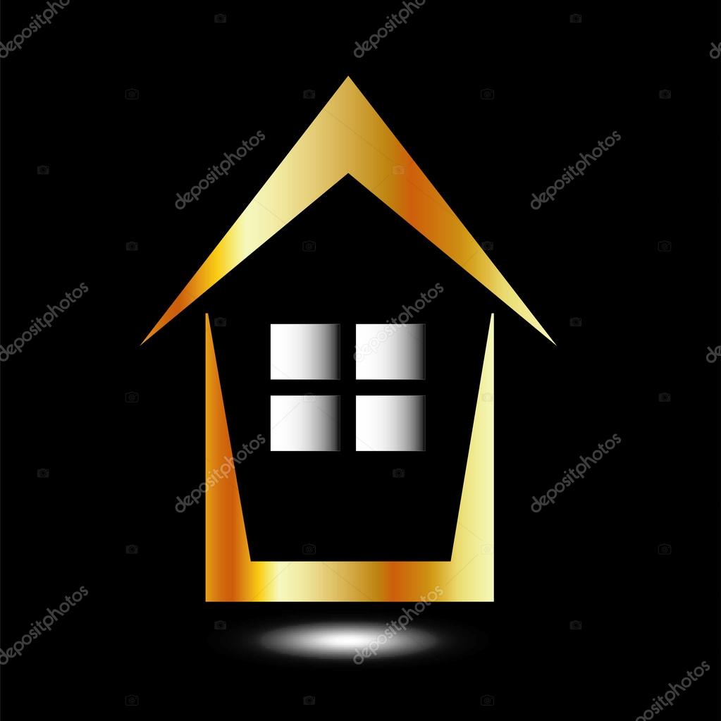Abstract house- logo for real estate business in gold