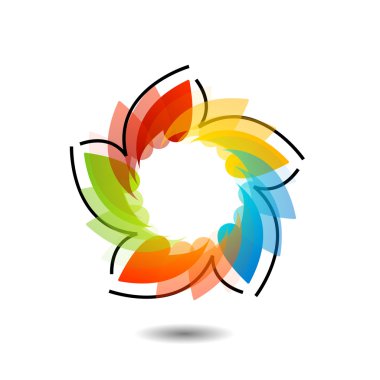 Web kullanımı için gökkuşağı renkli çiçek tasarımı ögesi veya logo