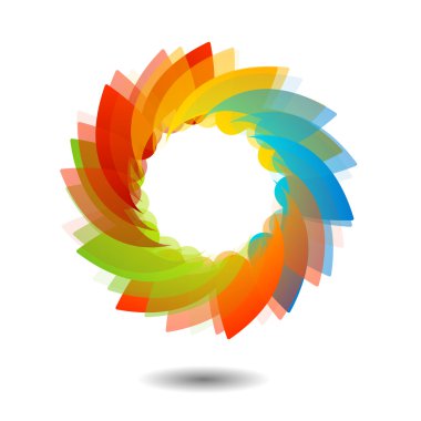 Web kullanımı için gökkuşağı renkli çiçek tasarımı ögesi veya logo