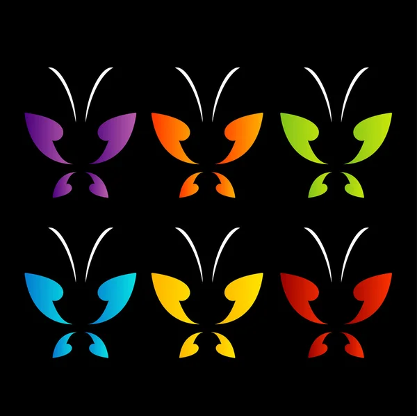 Λογότυπο πεταλούδας σε χρώματα ουράνιο τόξο — Διανυσματικό Αρχείο