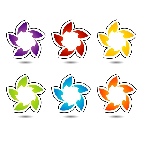 Rainbow colorido elemento de design floral ou logotipo para uso na web — Vetor de Stock