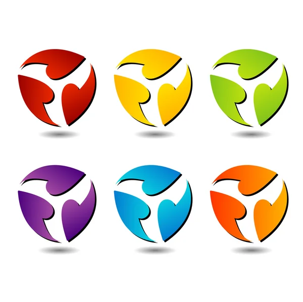 Πολύχρωμα λογότυπα τρεις πλευρές για τις επιχειρήσεις — Διανυσματικό Αρχείο