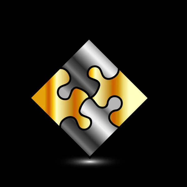 金と銀のパズル - ビジネスの企業ロゴ — ストックベクタ