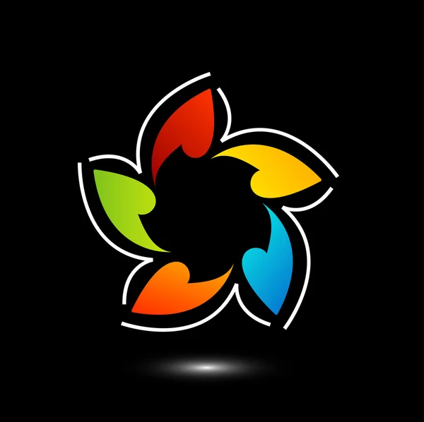 Regenboog gekleurde bloemen design element of logo voor web gebruik — Stockvector