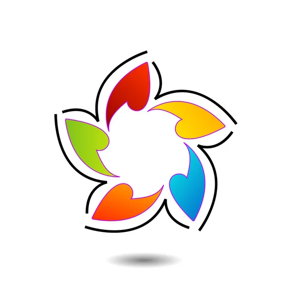 웹 사용을 위한 무지개 색깔의 꽃 무늬 요소 또는 로고 — 스톡 벡터