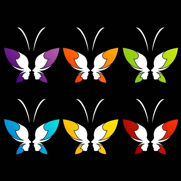 Cara de dama y mariposa - concepto de logo para spa o belleza — Vector de stock