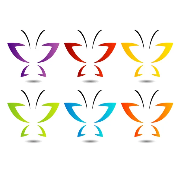 Logo motýla v duhových barvách — Stockový vektor