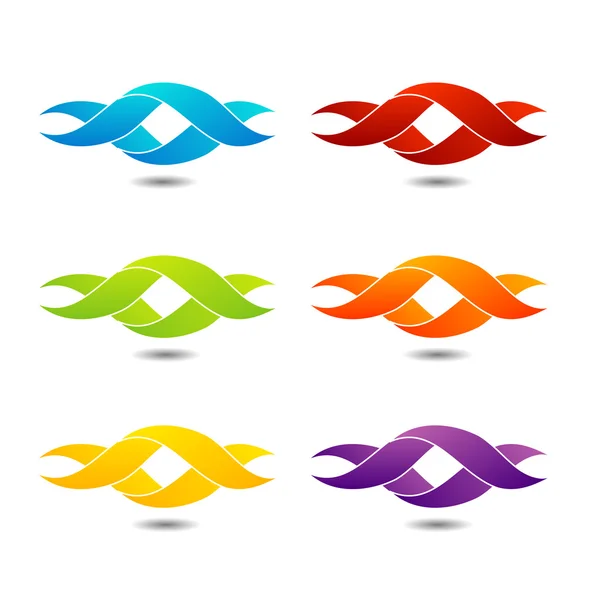 Ribbon- logotipo abstracto retorcido en diferentes colores — Vector de stock