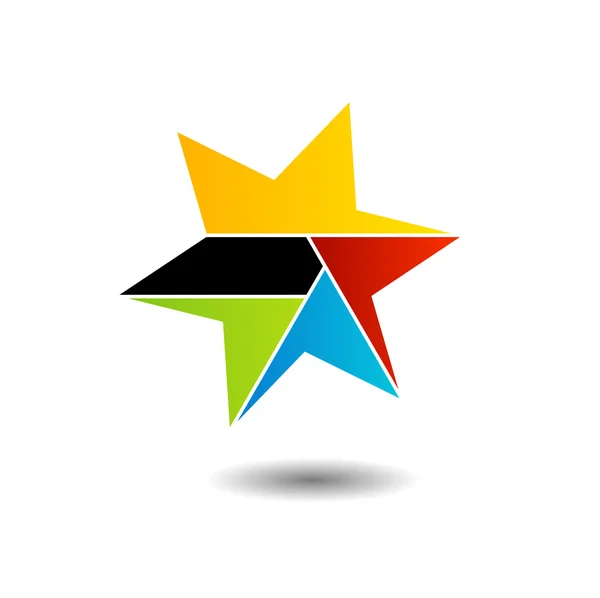 Kleurrijke star-logo met zes zijden — Stockvector