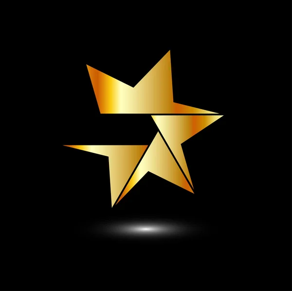 Golden star logo with six sides — Stock Vector