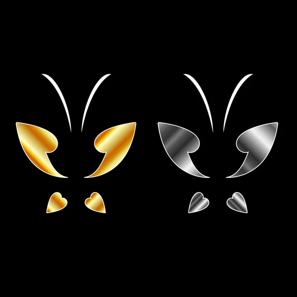 Logo papillon aux couleurs or et argent — Image vectorielle