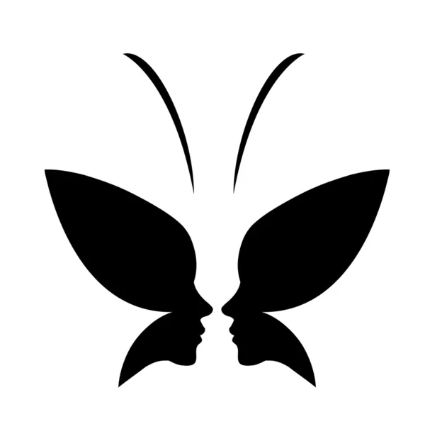 Rosto de uma senhora e borboleta-logotipo conceito para spa ou beleza — Vetor de Stock