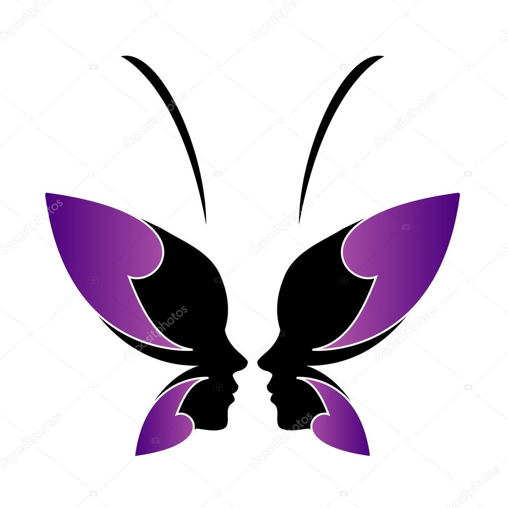 Face of a lady and butterfly- logo concept for spa or beauty