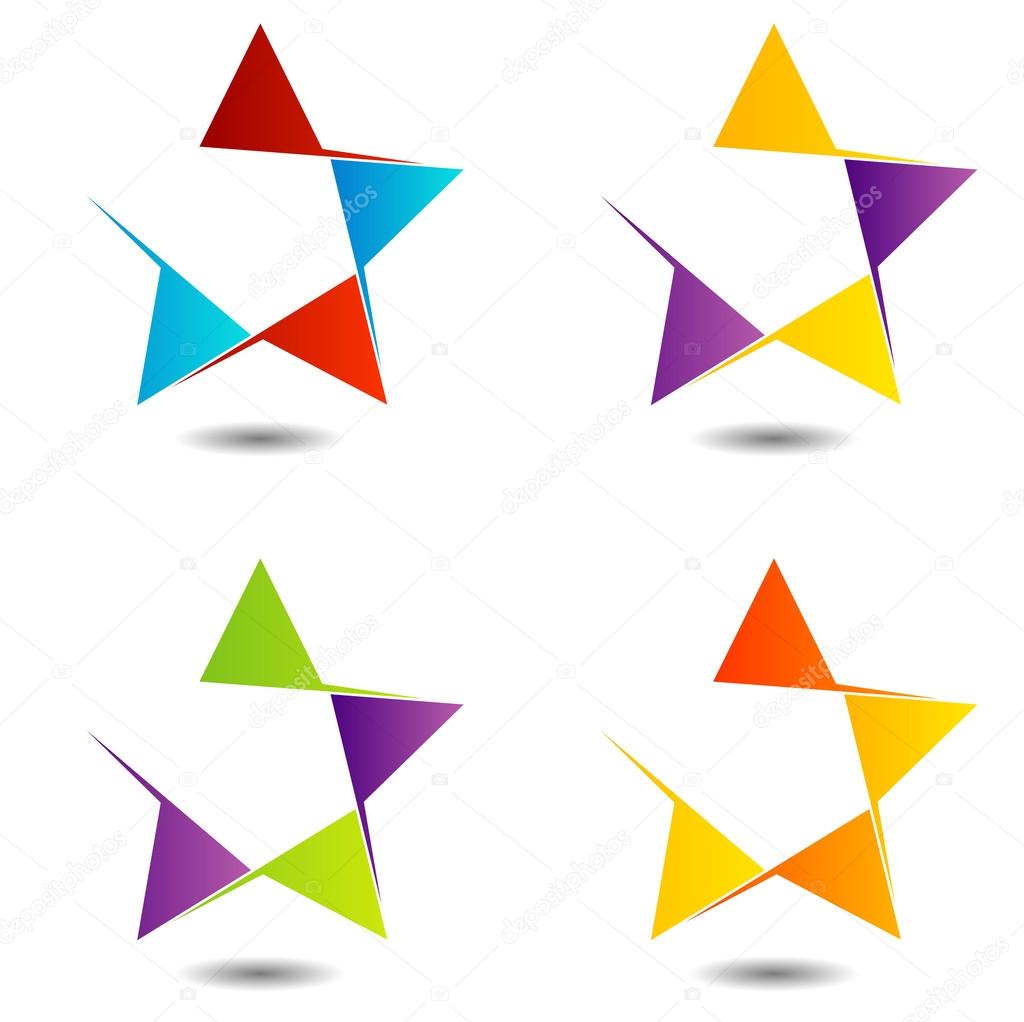 Set of colorful star logos