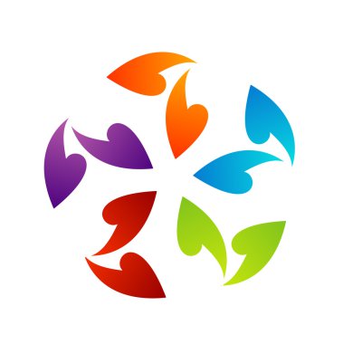 Web kullanımı için gökkuşağı renkli çiçek tasarımı ögesi veya logo