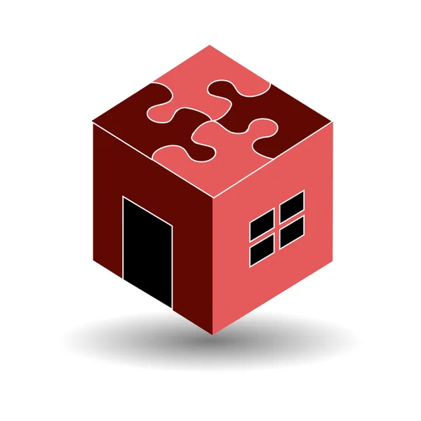 パズルの屋根の不動産市場のためのロゴ — ストックベクタ