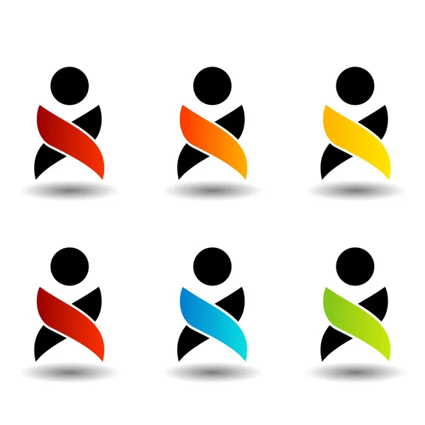 Les gens abstraits personnes colorées logos isolés — Image vectorielle