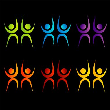 Soyut insanlar, renkli insanlar logoları izole ettiler.