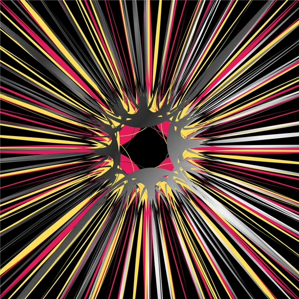 Centrale explosie van dynamische lichtlijnen — Stockvector
